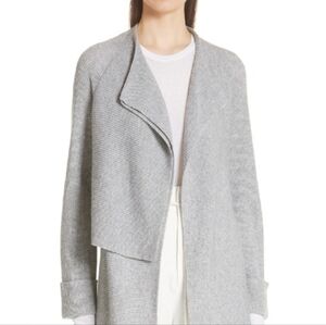 New VINCE Drape Front Wool & Cashmere Cardigan Sweater Grey Size XS